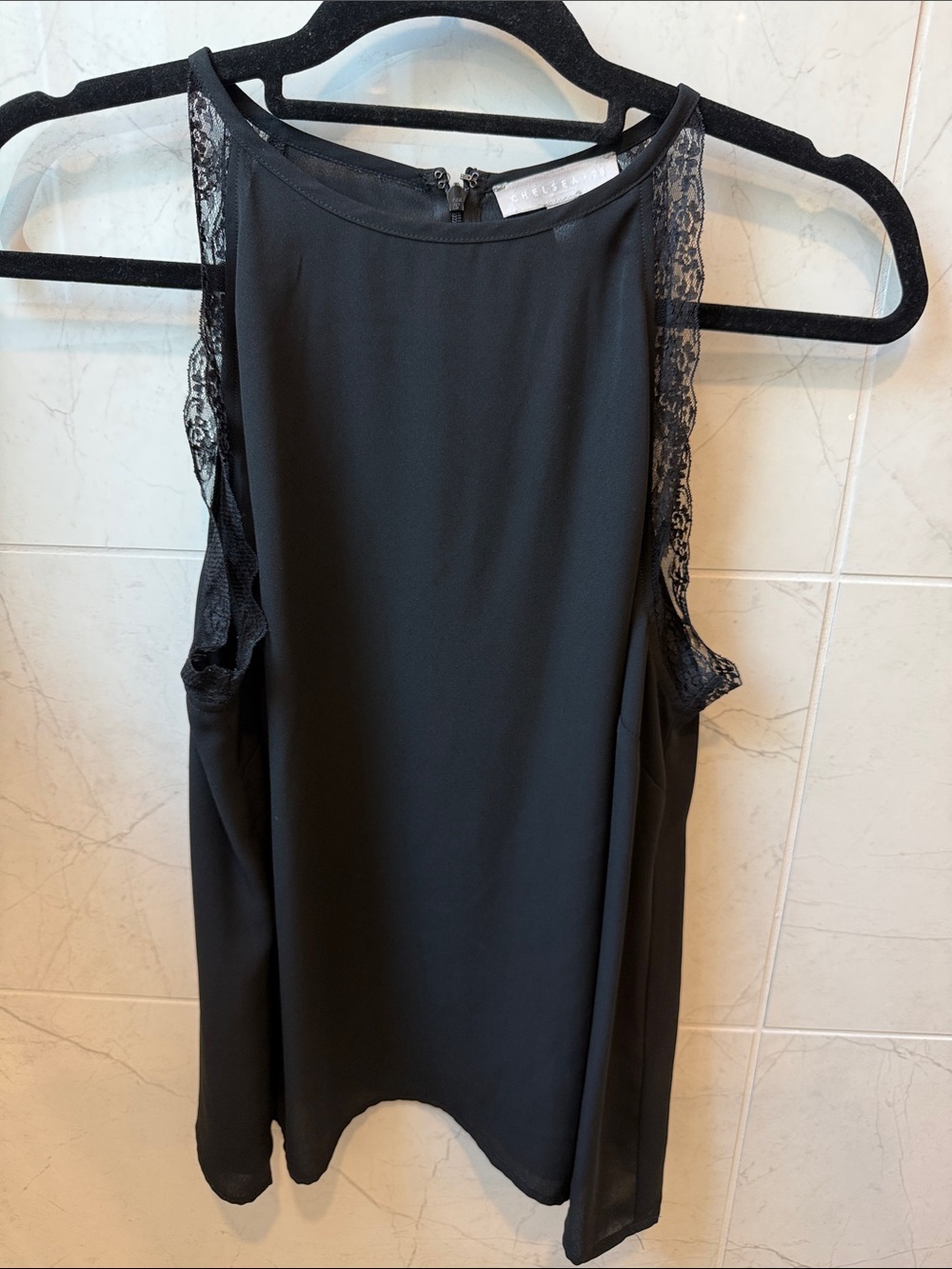 Chelsea28 Black Lace-Trim Sleeveless Top
